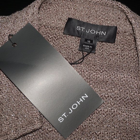 St John Knit Metallic Open Front Jacket 10 - Picture 5 of 9